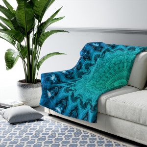 Aqua Mandala Sherpa Fleece Blanket