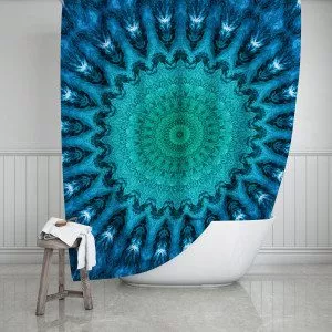 Aqua Mandala Shower Curtain