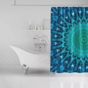 Aqua Mandala Shower Curtain