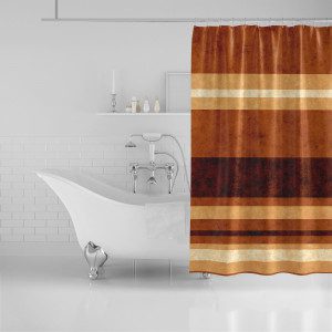 Burnt Orange Stripes Shower Curtain