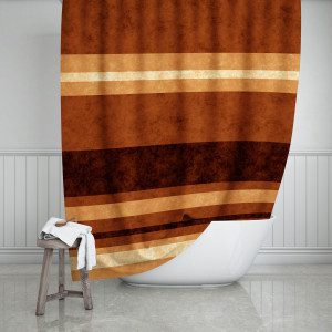 Burnt Orange Stripes Shower Curtain