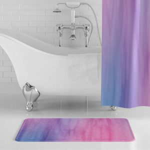 Blue, Pink & Purple Color Wash Bath Mat