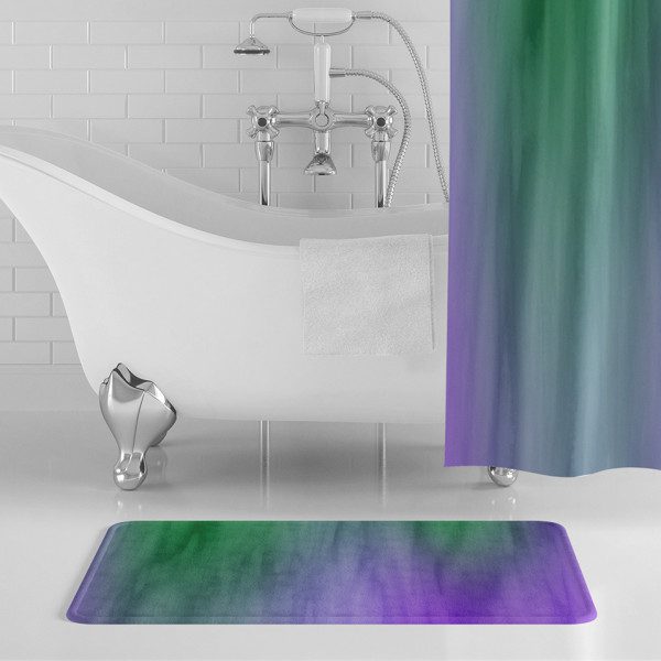 Purple & Green Color Wash Bath Mat
