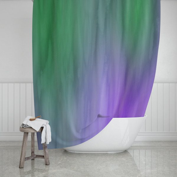 Purple & Green Color Wash Shower Curtain
