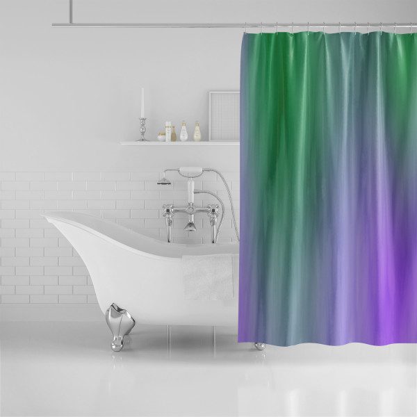 Purple & Green Color Wash Shower Curtain