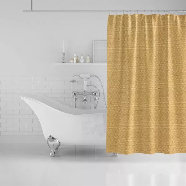 Golden Geometric Shower Curtain