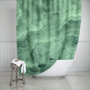 Green Marble Shower Curtain