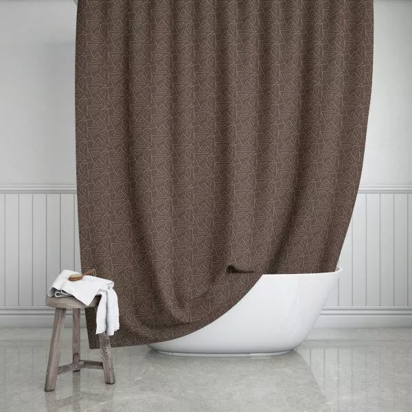 Mocha Triangle Swirls Shower Curtain