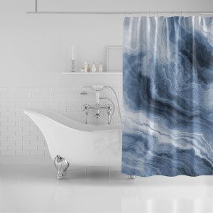 Navy Marble Shower Curtain