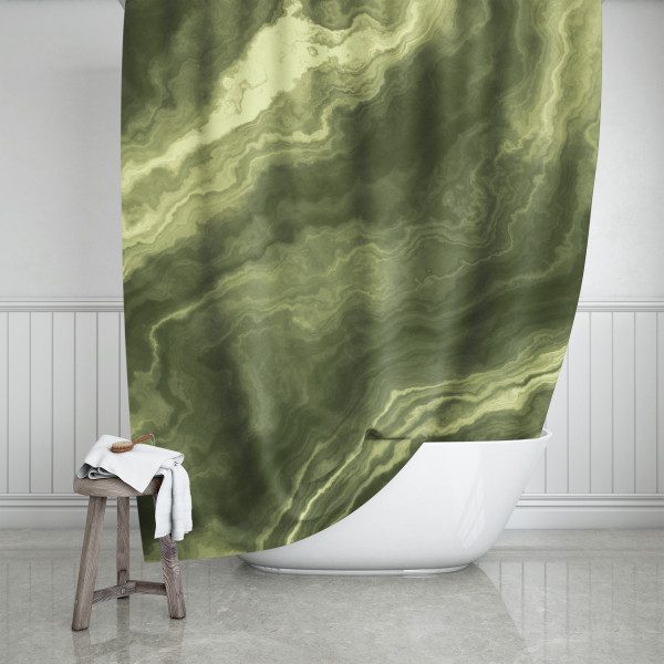 Olive Marble Shower Curtain
