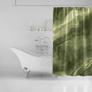 Olive Marble Shower Curtain