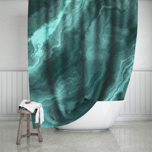 Teal Marble Shower Curtain