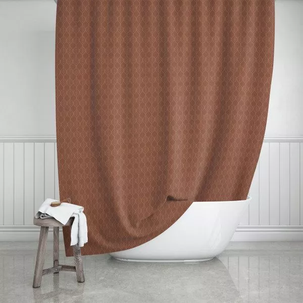 Terracotta Art Deco Leaves Shower Curtain