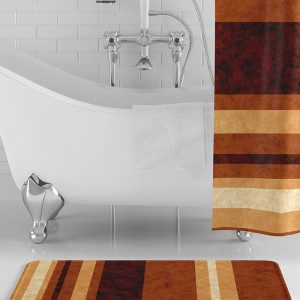 Burnt Orange Stripes Bath Mat