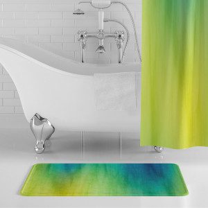 Blue, Green & Yellow Color Wash Bath Mat