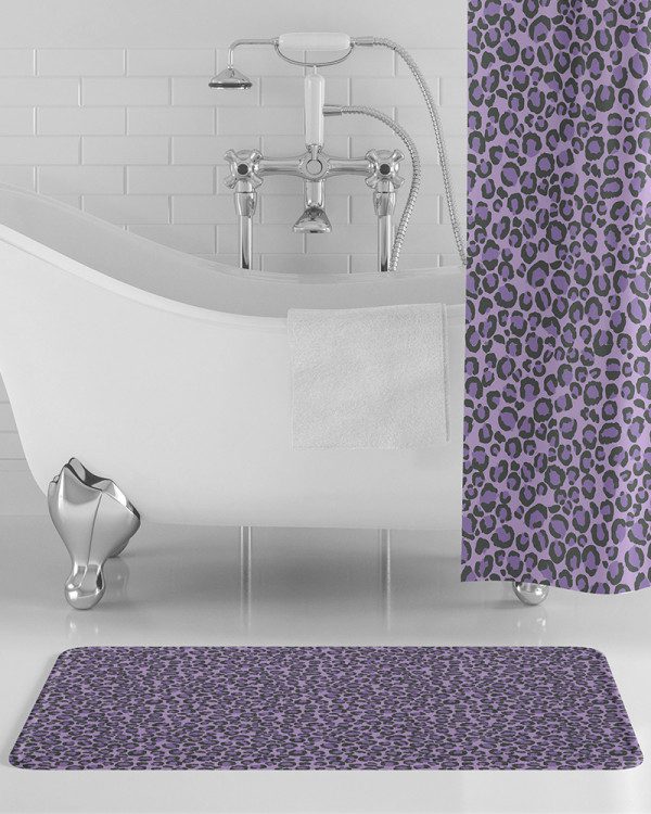 Purple Leopard Print Bath Mat