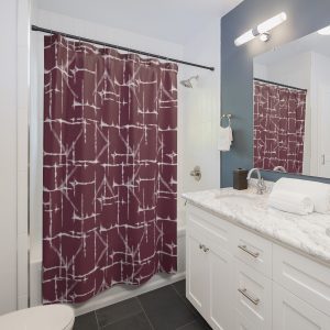 Cranberry & White Shibori Shower Curtain