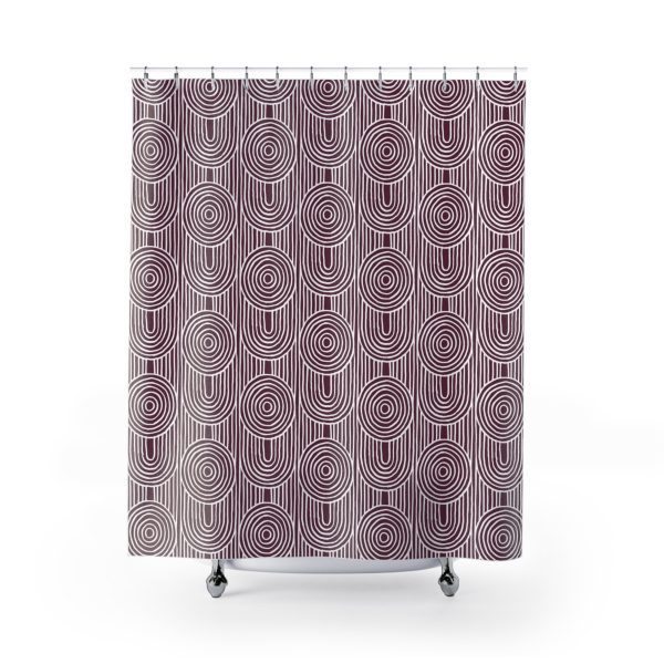 Cranberry & White Abstract Geometric Shower Curtain