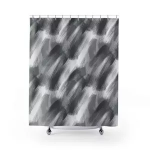 Gray & White Brush Strokes Shower Curtain