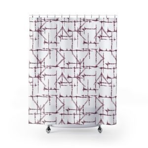 White & Cranberry Shibori Shower Curtain