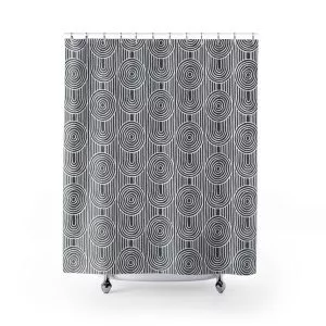 Gray & White Abstract Geometric Shower Curtain