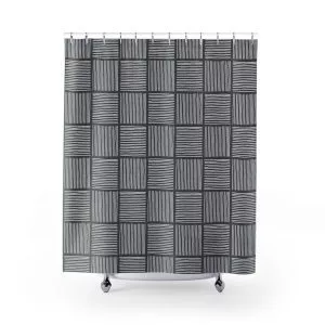 Gray & White Abstract Lines Shower Curtain