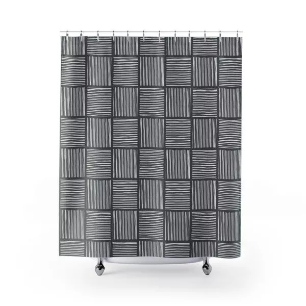 Gray & White Abstract Lines Shower Curtain