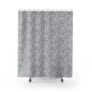 White & Gray Abstract Geometric Shower Curtain