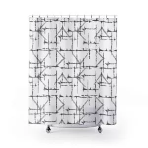 White & Gray Shibori Shower Curtain