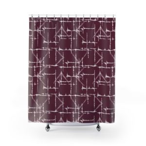 Cranberry & White Shibori Shower Curtain