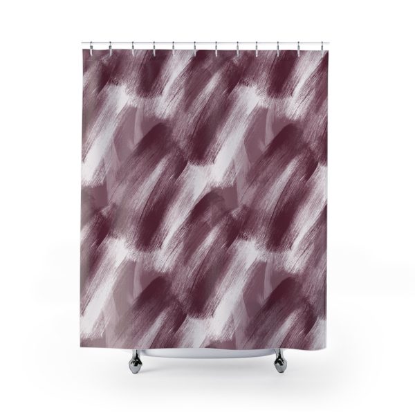 Cranberry & White Brush Strokes Shower Curtain
