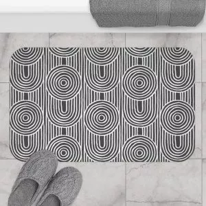 Gray & White Geometric Bath Mat