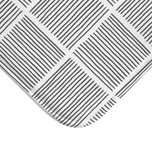 White & Gray Abstract Lines Bath Mat