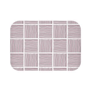 White & Cranberry Abstract Lines Bath Mat