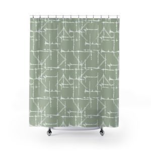 Sage & White Shibori Shower Curtain