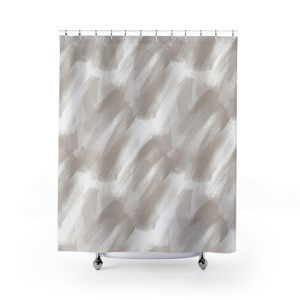 Taupe & White Brush Strokes Shower Curtain
