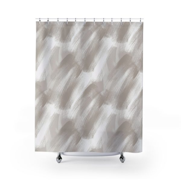 Taupe & White Brush Strokes Shower Curtain