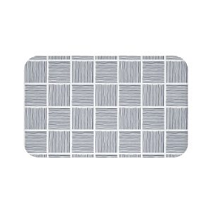 White & Midnight Blue Abstract Lines Bath Mat