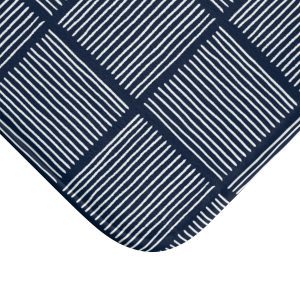Midnight Blue & White Abstract Lines Bath Mat