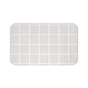 White & Taupe Lines Bath Mat