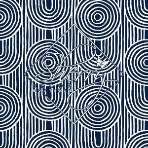 Midnight Blue & White Abstract Geometric Blackout Window Curtains