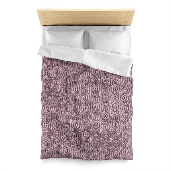 Cranberry & White Abstract Geometric Microfiber Duvet Cover