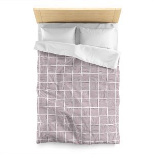 White & Cranberry Abstract Lines Microfiber Duvet Cover