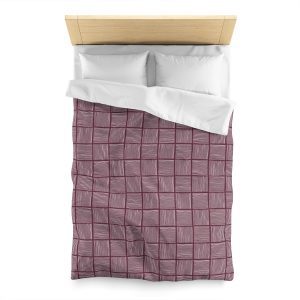 Cranberry & White Abstract Lines Microfiber Duvet Cover
