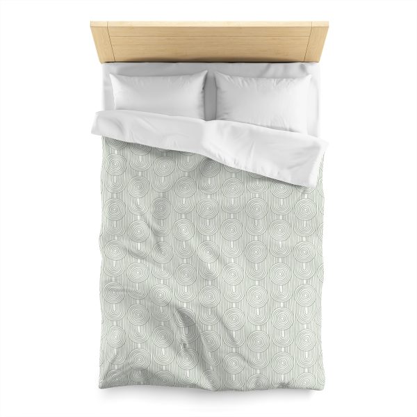 White & Sage Abstract Geometric Microfiber Duvet Cover