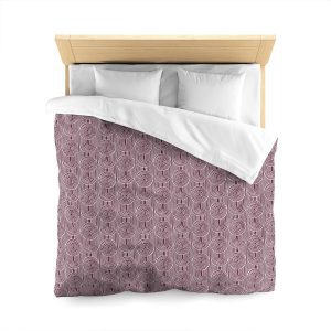 Cranberry & White Abstract Geometric Microfiber Duvet Cover