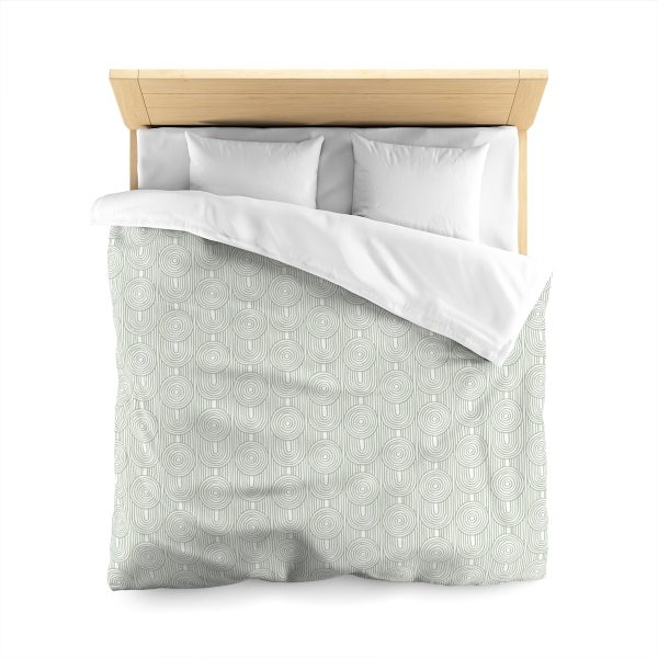 White & Sage Abstract Geometric Microfiber Duvet Cover
