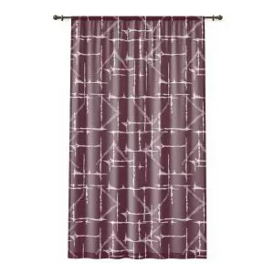 Cranberry & White Shibori Sheer Window Curtain