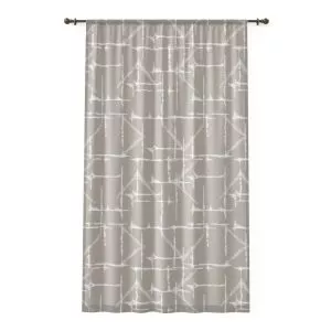 Taupe & White Shibori Sheer Window Curtain