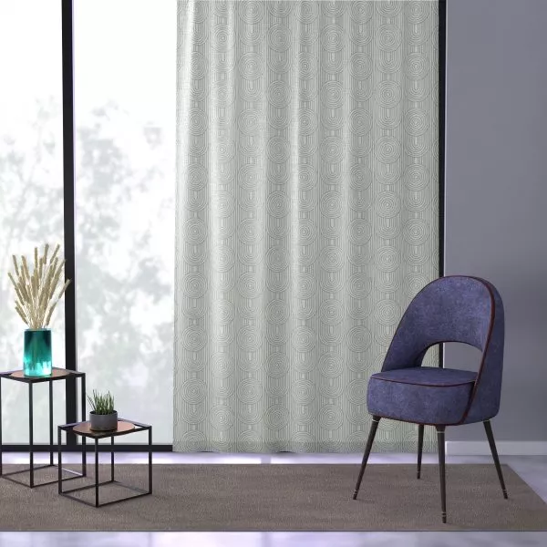 White & Sage Geometric Sheer Window Curtain